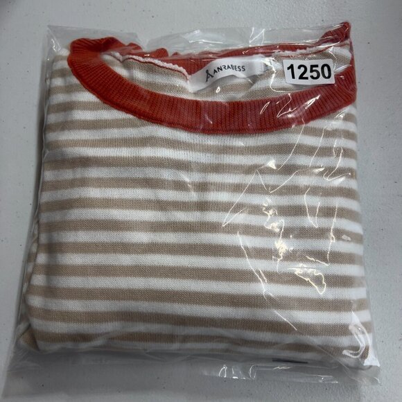 Anrabess Women's Long Sleeve Crewneck Striped Pull-Over Sweater/Top XL - Picture 9 of 9